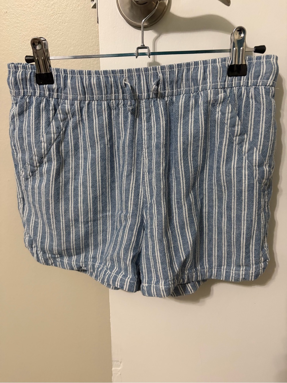 Blue Striped Girls Shorts - Lightweight Casual